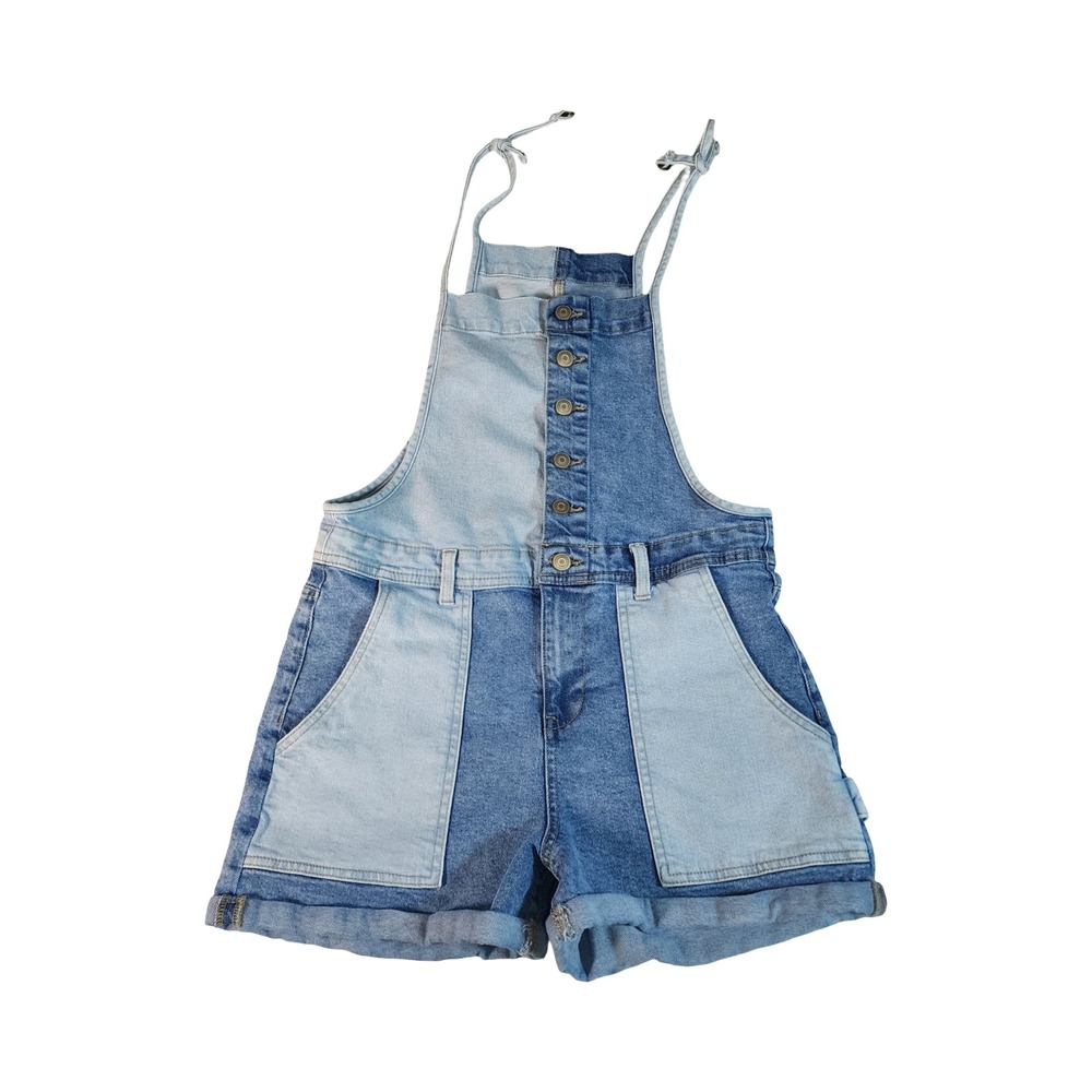 Celebrity Pink Two-Tone Blue Denim Short Overalls